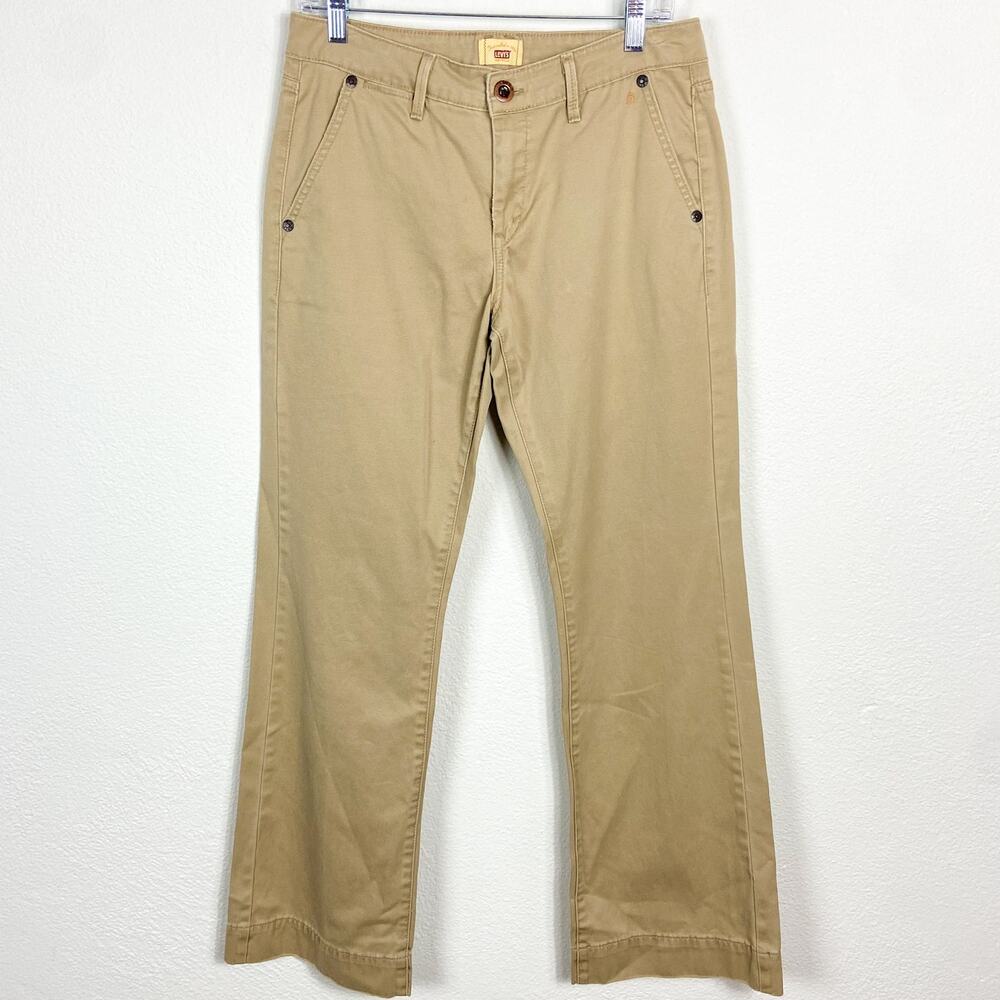 Levi's Tab Twills Bootcut Pants Size 8 Khaki Tan Cotton Retro Y2K 2006